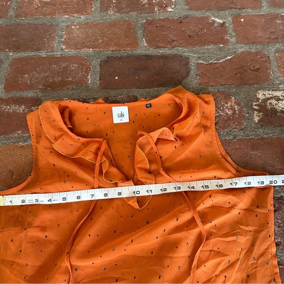CAbi Orange Sprinkle Size M Top Double Layer Chiffon Sleeveless V-Neck blouse - Picture 9 of 16